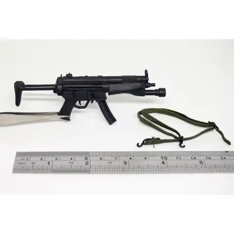 SWAT 1/6 Scale Soldier Green Gun Rope Black Plastic MP5 Submachine Gun Model for 12" Action Figures 