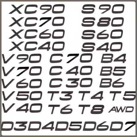 Car Trunk Sticker 3D ABS Glossy Black B4 B5 B6 T3 T4 T5 T6 T8 AWD D3 D4 D5 D6 D7 For volvo XC90 XC70