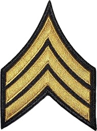 Papapatch Chevrons Sergeant E-5 Stripes US Army Rank Sew on Iron on Arms Shoulder Embroidered Appliq