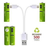 4 件 1100mAh 微型 USB 可充電 AA 電池 ggmckp 4 Pcs. 1100mAh Micro-USB Rechargeable AA Batteries 快充叉電器 USB無線電池