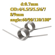 sus304 d0.7mm OD4/4.5/5/5.5/6/7/8/9mm V-shaped spiral torsion spring angle 60/90/120/180 degrees(XZM