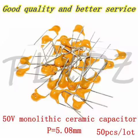 50pcs 50V monolithic ceramic capacitor 10PF ~ 10UF 22PF 47NF 220NF 1NF 4.7UF 1UF 100NF 330NF 0.1UF 1