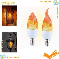 YELGIYE Candle Fire Light Bulb, Chandelier Base 2W LED Flame Light Bulbs, Durable Plastic E14 E27 Fl