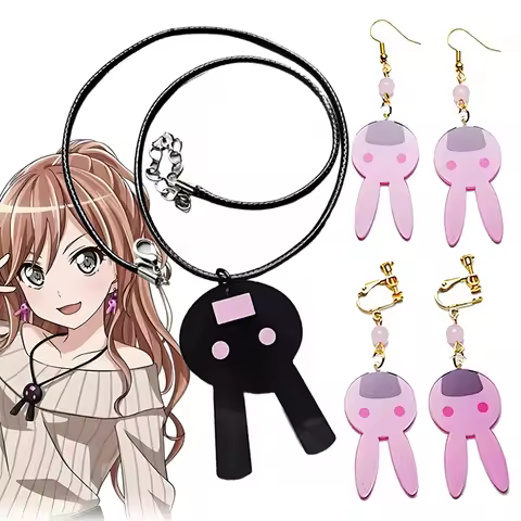 Anime BanG Dream Cosplay Jewelry Set Imai Lisa Necklace Earring Earstud Earclip Kawaii Rabbit Choker
