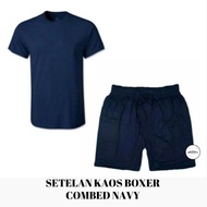 KATUN PLAIN SHORT-SLEEVED T-SHIRT SET BOXER SHORTS COMBED COTTON JUMBO BIG SIZE FOR MEN, GIRLS, ADUL