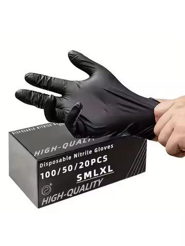 100PCS Black Nitrile Gloves Thickened Disposable Gloves for Cleaning Hairdressing Waterproof Dishwas
