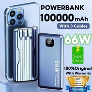 Powerbank 100000mAh 66W Super Fast Charge With 3 Cable Power Bank LED Display Big Battery Fast Charg
