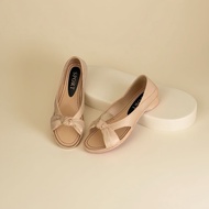 Lady peep tor knot detail flat shoes