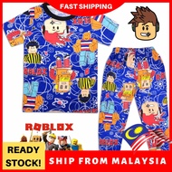 (1Y-11Y) BLUE R0BL0X Full Cotton Kids Pajamas - Sleepwear Baju Tidur Budak Kanak-kanak Lelaki Kartun