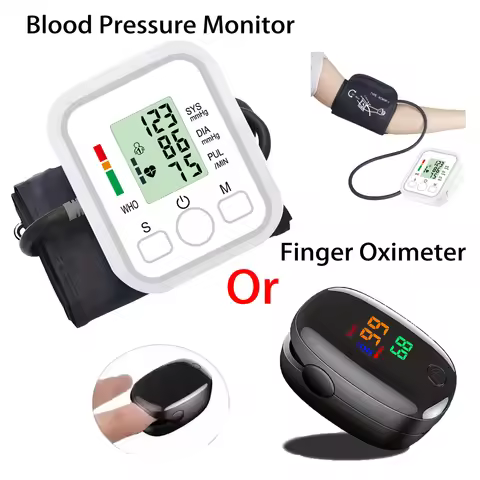 Medical Digital Blood Pressure Monitor Or Finger Oximeter Automatic Tonometer Heart Rate Pulse Detec