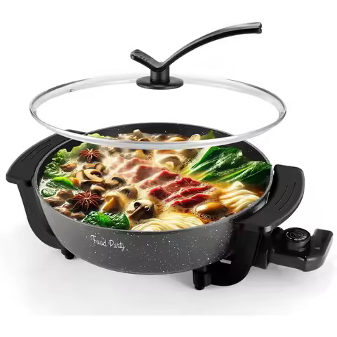 Electric Hot Pot Skillet Hotpot Pot Electric Cooker Shabhabu Pot 110V Non-Stick 6L BPA REE ondue Chi