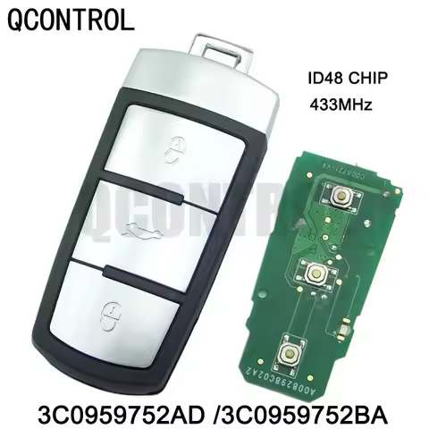 QCONTROL 3 Buttons Flip Smart Car Remote Key Fob with ID48 Chip 3C0959752BA 433MHZ ID48 For VW Passa