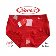 Sorex - 6 Pcs Celana Dalam Wanita Type 1232 Size M,L,EL,QL - Warna Random