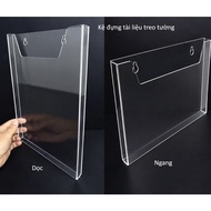 Wall Mounted Shelf Tray for Paper, Transparent Mica Flyers Sizes A3, A4, A5, A6