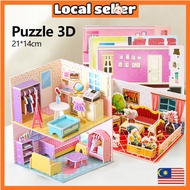 Aikoky Puzzle 3D Rumah DIY 3D House Puzzle Educational Toy House Interior Creative Play  Kids