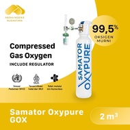 Samator Oxypure GOX 2 m3 [Include Regulator] / Tabung Gas Oksigen Murni Steril Untuk Home Care, Fasilitas Kesehatan, Rumah Sakit, Terapi Pernapasan