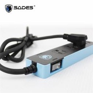含發票賽德斯SADES 1切4插座-黑藍1.5米大電流電競延長線       賽德斯SADES 1切4插座-黑藍1.5米