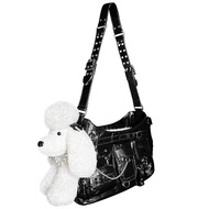 CFIERCE Guest Dog Handbag Soft Tote Bag กระเป๋าสะพายไหล่ปิดซิปสําหรับการจับคู่สไตล์ลมแห่งชาติแบบศิลป