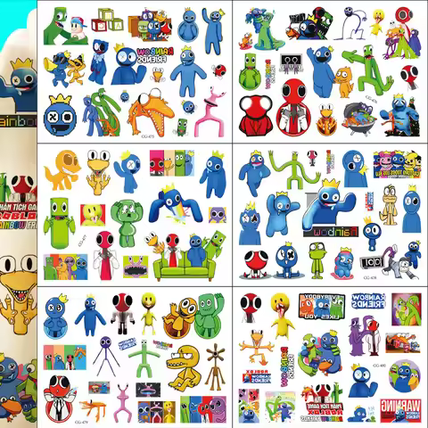 Rainbow Friends Roblox Temporary Tattoos - Water Transfer Stickers for Kids' Birthday Party Favors