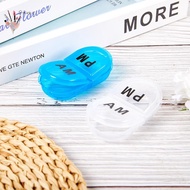 GHGK 2 Grids Waterproof Portable Oval Pill Organizer Daily AM&PM Container [vn]