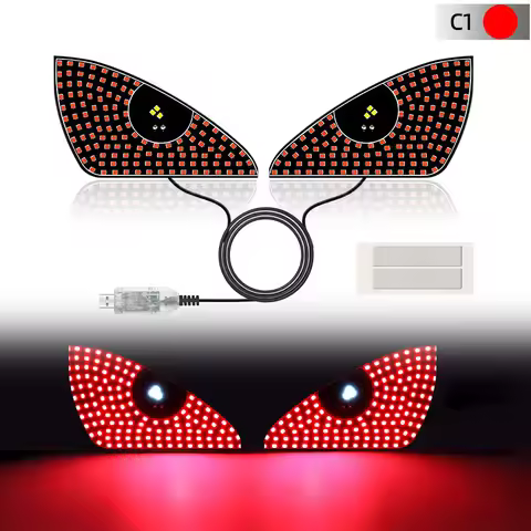 1pcs Decoration Light Devil's Eye for Car Rear Window USB Socket Play and Play Triangle/Semi-circula