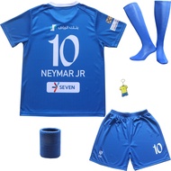 2023/2024 Hilal Riyadh Al Home #10 Neymar Football Soccer Kids Jersey Shorts Socks Set Youth Sizes