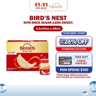 BRAND'S Bird's Nest w/ Rock Sugar (Less Sweet) 68ml (6 btls/pack) - 100% Genuine Bird's Nest, Health