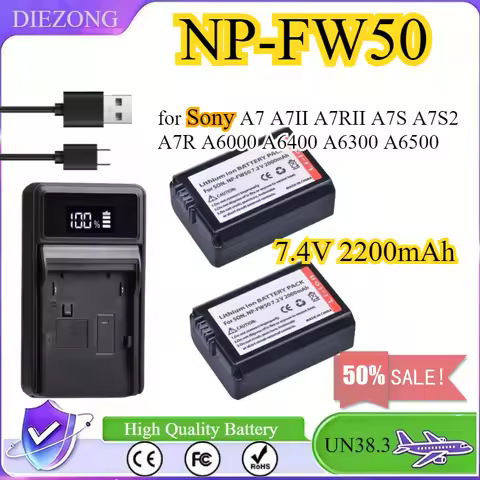 2000mAh Camera Battery for Sony NP FW50 Battery+LED USB Dual Charger for Sony A7 A7II A7RII A7S A7S2