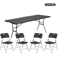Lifetime 6 FT Foldable Table (1 pc) &amp; Lifetime Foldable Chair Black (4 pcs) Set- Durable,Comfortable