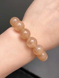 自然4/6/8/10/12mm茶晶水晶石英石珠平滑黃色的圓形散珠適用於珠寶製作DIY手環和項鍊配件