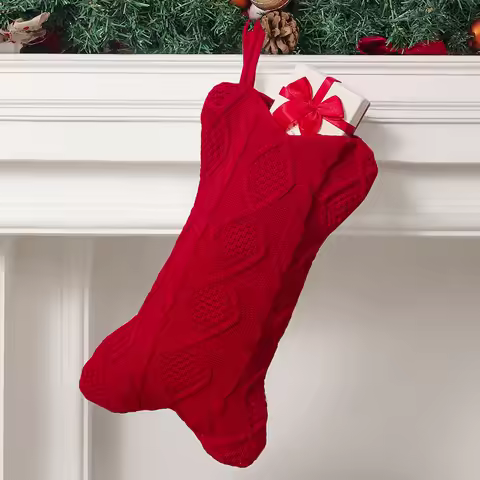 Dog Christmas Stocking, Knit Christmas Stocking, Bone Shape Dog Stocking Christmas Stockings Hanging