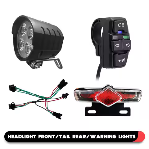 36V-60V Bike Light Set IPX4 Water Resistant Bike Headlight and Tail Light with Turn Signals Set for 