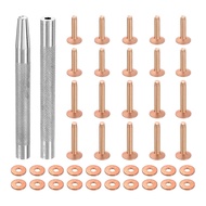 20Set Copper Rivets and Burrs Solid Leather Copper Rivet Fastener with Punch Rivet Tool for Leather