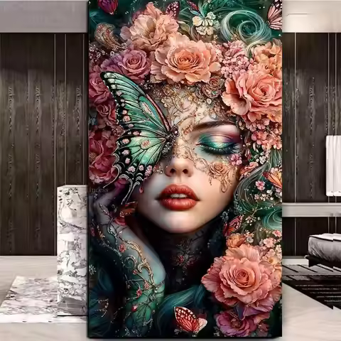 Fantasy Colorful Woman Butterfly Diamond Painting Kits for Adults Diamond Art 5D Gem Art Kit Big Siz