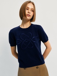 เสื้อผ้าถักปักลายโลโก้ Pomelo / Embroidery Pomelo Logo Knit Top