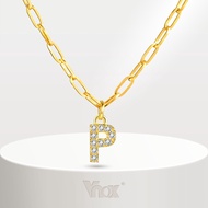 Vnox 18K Gold Initial Letter Necklace,Gold Letter Necklace,Initial Necklace