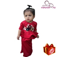 Baju Raya kurung baby girl [Peplum Anakanda.my] + Free gift [Red Chili] 2023