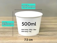 Tô giấy trắng 500ml Set 50-100 cái kèm nắp