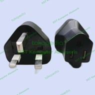 Over Plug 3 to 3 legs UK to UK Black Adapter