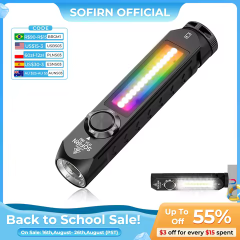 Sofirn IF24 PRO RGB Light 1800lm 340m SFT40 Buck Driver 18650 USB C Rechargeable Flashlights Flood S