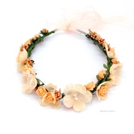 พวงหรีดดอกไม้เทียมกับ Ribbon Handmade Flower Crown Hows JF-TH