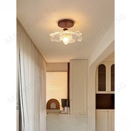 Lamp Corridor Aisle French Light Luxury Glass Creative Lotus Entrance Corridor Ceiling Light