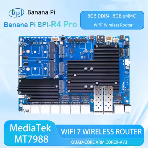 Banana Pi BPI-R4 PRO MediaTek MT7988A (Filogic 880) Quad-core Arm Corex-A7 8GB DDR4 8GB eMMC Wifi7 R