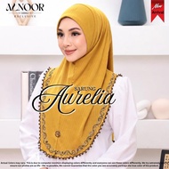 Alnoor Tudung Sarung Aurelia Cotton Ribbed Sulam Crosia Labuh Awning Soft Ironless Jilbab Instant