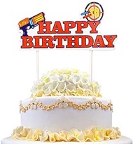 Happy Birthday Cake Topper - Nerf Theme Gun Picks Target Cake Decoration for Kids Boys Game Party Supplies