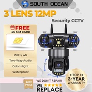 South Ocean CCTV Outdoor 12MP Three Lens 360° Monitoring Wireless IP66 Waterproof Night Vision WiFi 