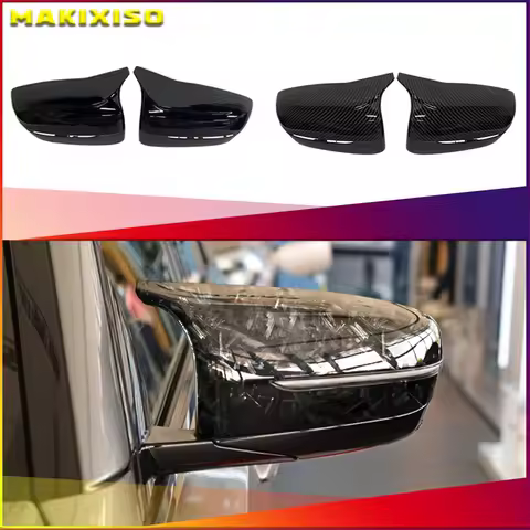 Bright Black Side Wing Rearview Mirror Cover Caps For BMW 3 5 G11 G20 330i 330d 340i G30 530d 530i 5