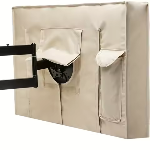 Waterproof and Windproof Outdoor TV Cover, Suitable for 52-55-inch Flat Panels - Beige, Durable 600D