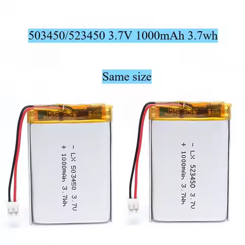 523450/503450 Polymer Lithium Rechargeable Battery Lithium Ion Battery PH2.0 2pin 3.7V 1000mAh for M