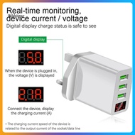 <Ribbitear> 5V 3A Charger Head Digital Display High Compatibility ABS Portable 3-USB Charger Head fo